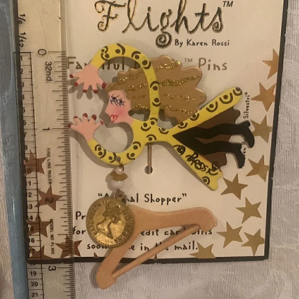 Karen Rossi Fanciful Flights Animal Shopper Lapel Pin